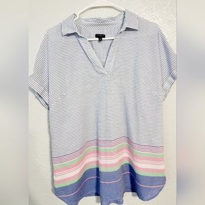 talbots petite stripe belu wthit Blouse XLp